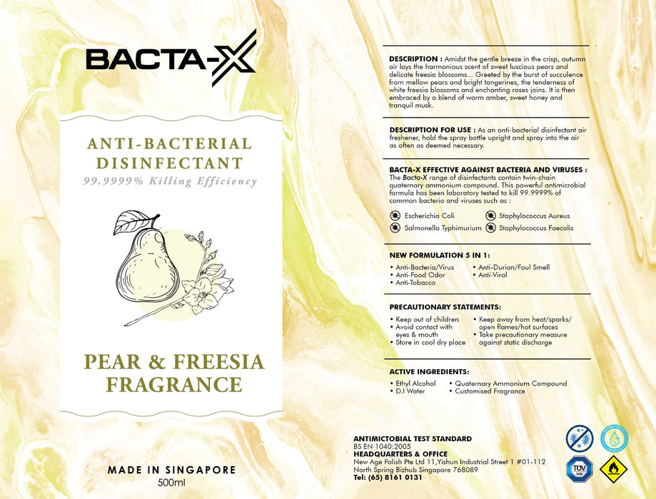 Bacta-X Pear and Freesia Fragrance Antibacterial Air Freshener